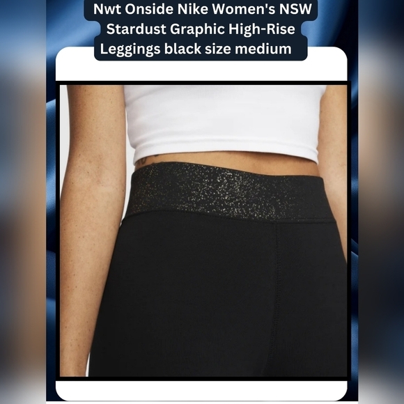 Nwt Onside Nike Women's NSW Stardust Graphic High-Rise Leggings Black Size M - Picture 8 of 9